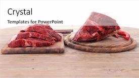  Presentation with meat beef - Amazing presentation design having protein structure - fresh raw beef meat steak backdrop and a white colored foreground