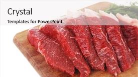  Presentation with fresh meat - Beautiful theme featuring protein structure - fresh raw beef meat steak backdrop and a sky blue colored foreground