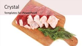  Presentation with raw meat beef veal shank - Beautiful slide deck featuring protein structure - fresh raw beef meat steak backdrop and a  colored foreground