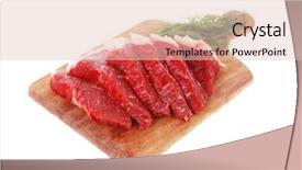  Presentation with raw meat beef veal shank - PPT theme featuring protein structure - fresh raw beef meat steak background and a lemonade colored foreground