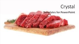  Presentation with meat beef - Slide deck enhanced with protein structure - fresh raw beef meat steak background and a white colored foreground
