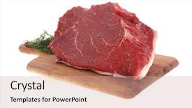  Presentation with raw meat beef veal shank - Cool new slide deck with protein structure - fresh raw red beef meat backdrop and a  colored foreground
