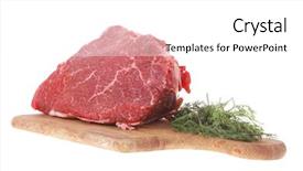  Presentation with raw meat - Colorful PPT theme enhanced with protein structure - fresh raw red beef meat backdrop and a white colored foreground
