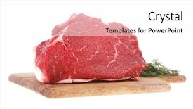  Presentation with fresh meat - PPT layouts with protein structure - fresh raw red beef meat background and a white colored foreground