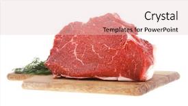  Presentation with fresh meat - Beautiful presentation theme featuring protein structure - fresh raw red beef meat backdrop and a lemonade colored foreground
