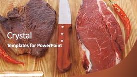  Presentation with meat beef - PPT theme enhanced with protein structure - grilled and raw beef steak background and a tawny brown colored foreground