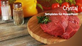  Presentation with raw meat beef veal shank - Cool new slides with protein structure - raw beef steak on cutting backdrop and a tawny brown colored foreground