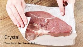  Presentation with beef - Amazing presentation having protein structure - raw beef steak on wooden backdrop and a coral colored foreground