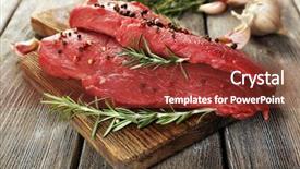  Presentation with garlic - PPT layouts having protein structure - raw beef steak with rosemary background and a tawny brown colored foreground