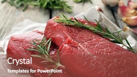  Presentation with protein structure - Slides enhanced with protein structure - raw beef steak with rosemary background and a tawny brown colored foreground