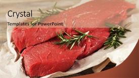  Presentation with steak - Amazing presentation having protein structure - raw beef steak with rosemary backdrop and a coral colored foreground