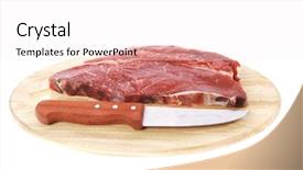  Presentation with raw meat - Presentation theme enhanced with protein structure - raw meat beefsteak fillet background and a white colored foreground