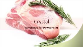  Presentation with raw meat dog - Slides enhanced with protein structure - raw meat isolated on white background and a lemonade colored foreground