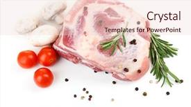  Presentation with raw meat dog - Audience pleasing slides consisting of protein structure - raw meat isolated on white backdrop and a lemonade colored foreground