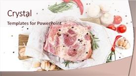  Presentation with raw meat - Presentation theme having protein structure - raw meat isolated on white background and a sky blue colored foreground