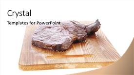  Presentation with wood - Presentation design enhanced with protein structure - roast beefsteak fillet on wood background and a white colored foreground
