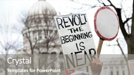  Presentation with people - Theme with protest - people protesting background and a gray colored foreground