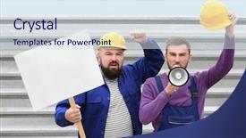  Presentation with virile young men - Theme enhanced with protestant reformation - protesting young men and fence background and a  colored foreground