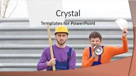  Presentation with virile young men - Cool new PPT layouts with protestant reformation - protesting young men and fence backdrop and a  colored foreground