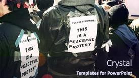  Presentation with saying - Slide deck having protesters-wearing-signs-saying background and a wine colored foreground