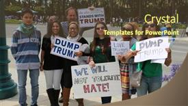 Presentation with republican - Slides consisting of protesters-yell-argue-with-supporters background and a tawny brown colored foreground