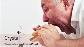  Presentation with junk food - PPT layouts having protesting against junk food background and a coral colored foreground