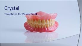  Presentation with denture - Audience pleasing slides consisting of prothesis - full set of acrylic denture backdrop and a sky blue colored foreground