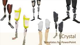 Presentation with walking - Colorful PPT theme enhanced with prothetic - walking sticks under thew white backdrop and a cream colored foreground