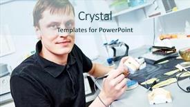  Presentation with dentures - Colorful presentation theme enhanced with prothetiks - dental technician working with tooth backdrop and a  colored foreground