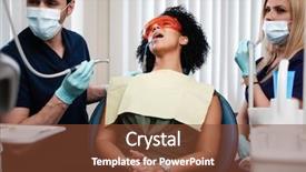  Presentation with private practice - Beautiful slide deck featuring prothetiks - dentist and his assitant working backdrop and a  colored foreground