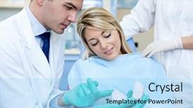  Presentation with mold - Cool new slides with prothetiks - dentist explaining the details backdrop and a arctic colored foreground