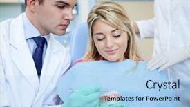  Presentation with mold - Beautiful presentation featuring prothetiks - dentist showing dental mold backdrop and a light blue colored foreground