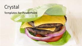  Presentation with burger - Audience pleasing PPT layouts consisting of protien - burger lettuce wrap close up backdrop and a cream colored foreground