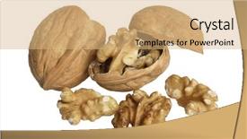  Presentation with concrete cracked and steel - Slide deck having protien - cracked nuts on white background background and a  colored foreground