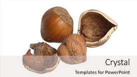  Presentation with concrete cracked and steel - Colorful presentation theme enhanced with protien - cracked nuts on white background backdrop and a  colored foreground