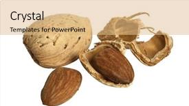  Presentation with nuts - Slide deck featuring protien - cracked nuts on white background background and a coral colored foreground