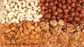  Presentation with nuts - Theme enhanced with protien - different nuts almons cashews walnuts background and a gold colored foreground