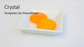  Presentation with egg - Presentation theme consisting of protien - egg yolk in the sauce background and a light gray colored foreground