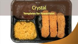  Presentation with macaroni cheese - Audience pleasing presentation consisting of protien - frozen microwaveable tv dinner chicken backdrop and a tawny brown colored foreground