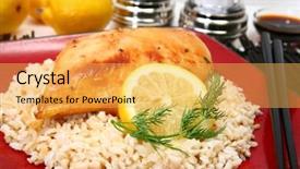  Presentation with brown rice - Presentation with protien - lemonade chicken and brown rice background and a yellow colored foreground