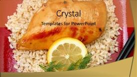  Presentation with brown rice - PPT theme having protien - lemonade chicken and brown rice background and a yellow colored foreground