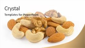  Presentation with nuts - Colorful presentation theme enhanced with protien - nuts pile isolated backdrop and a white colored foreground