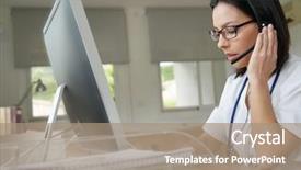  Presentation with secretary - Beautiful presentation featuring protocol - medical secretary typing report backdrop and a coral colored foreground