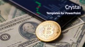  Presentation with crypto - Beautiful theme featuring protocol - picture of crypto currency smartphone backdrop and a navy blue colored foreground