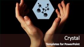  Presentation with atom - Cool new PPT layouts with proton treatment - hands with atom image backdrop and a  colored foreground