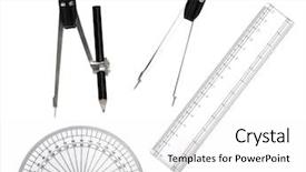  Presentation with salsa instruments - PPT theme featuring protractors - close-up of assorted geometric instruments background and a white colored foreground