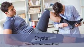  Presentation with joint - PPT theme enhanced with protractors - doctor checking patients joint flexibility background and a ocean colored foreground