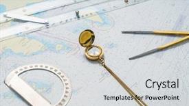  Presentation with navigation compass - Cool new PPT theme with protractors - navigation still-life skipper equipment compass backdrop and a light gray colored foreground