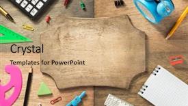  Presentation with school cerrmony - Audience pleasing presentation design consisting of protractors - school supplies at abstract wooden backdrop and a coral colored foreground