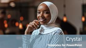  Presentation with hijab modern - PPT layouts having protrait-of-a-black-african background and a light blue colored foreground